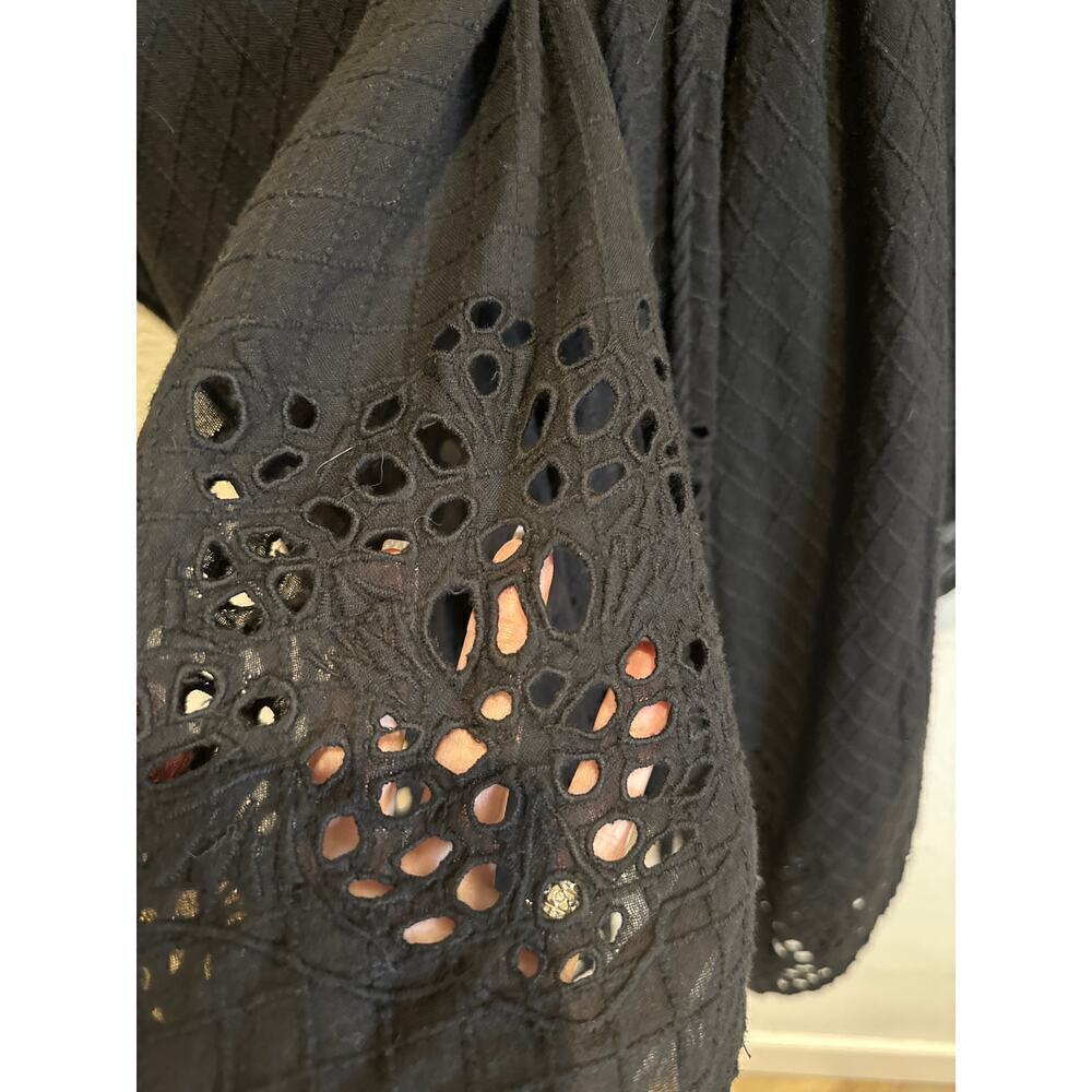Anthropologie Kimono Black with eyelet details, one aize - Picture 5 of 9